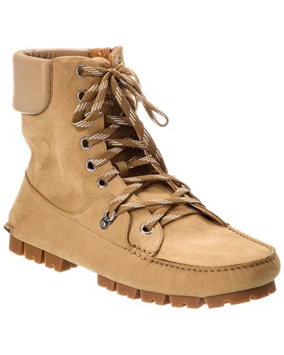 Ferragamo Grifo Leather Hiking Boot In Brown