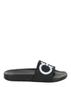 Ferragamo Gancini-print Open-toe Slides