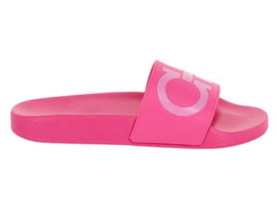 Pre-owned Ferragamo Groovy Dual Gancini Slides (women's) Sneakers In Hot Pink