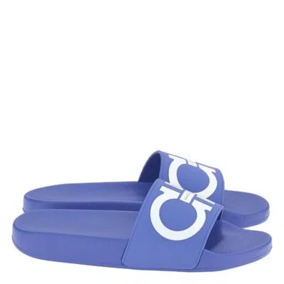 Ferragamo Groovy Slide Sandals In Blue