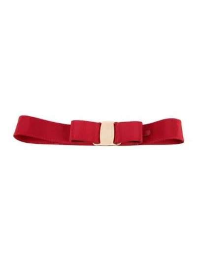 Pre-owned Ferragamo Grosgrain Trim Waist Belt In Red