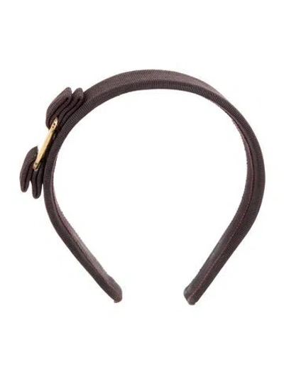Pre-owned Ferragamo Grosgrain Vara Bow Headband In Brown