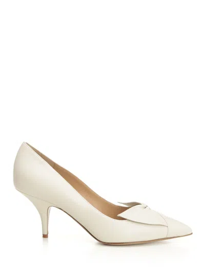 Ferragamo Gwen 70 Soft Bow Deccolte Pumps White