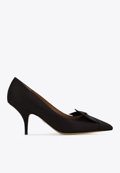 Ferragamo Gwen 70 Soft Bow Nappa Leather Pumps In Black