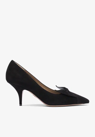 Ferragamo Gwen 70 Suede Pumps In Black
