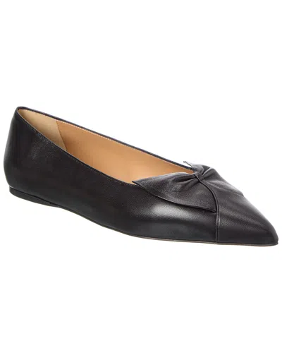 Ferragamo Bow Pointed Toe Flat Ballerina Shoes In Black