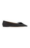 Ferragamo Gwen Leather Ballet Flats In Black