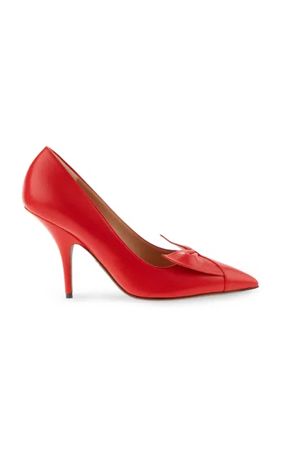 Ferragamo Gwen Leather Pumps In Red