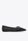 Ferragamo Gwen Pointed-toe Leather Flats In Black