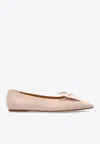 Ferragamo Gwen Pointed-toe Leather Flats In Pink