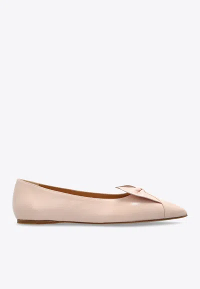 Ferragamo Gwen Pointed-toe Leather Flats In Pink