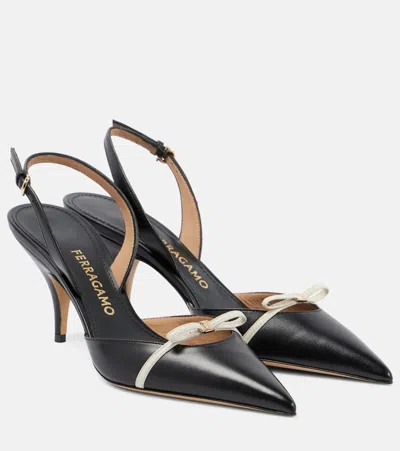 Ferragamo Gylla 70 Leather Slingback Pumps In Black