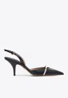 Ferragamo Gylla Bicolor Leather Bow Slingback Pumps In Black