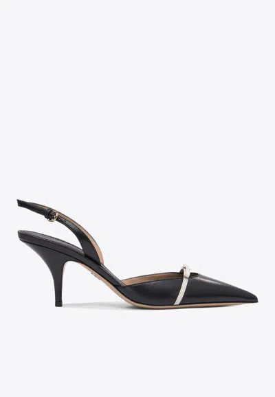 Ferragamo Gylla Bicolor Leather Bow Slingback Pumps In Black