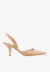 Ferragamo Gylla 70 Patent Leather Slingback Pumps In Beige
