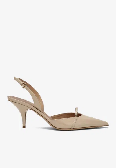 Ferragamo Gylla 70 Patent Leather Slingback Pumps In Nude