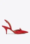 Ferragamo Mini Bow Red Patent Sling-back Pumps In Red