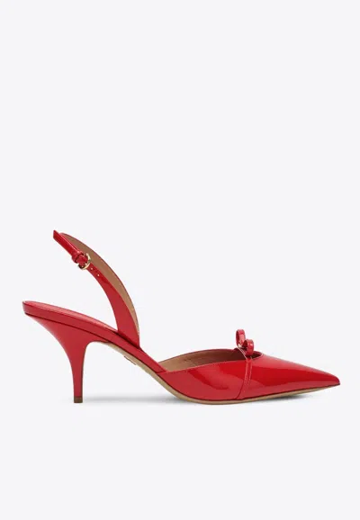FERRAGAMO GYLLA 70 PATENT LEATHER SLINGBACK PUMPS