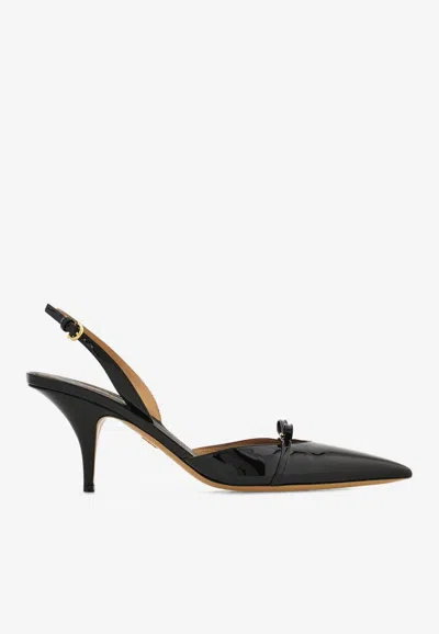 FERRAGAMO GYLLA 70 SLINGBACK LEATHER PUMPS