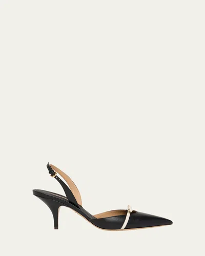Ferragamo Gylla 70 Slingback Leather Pumps In Black