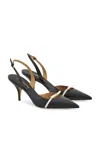 Ferragamo Gylla 70 Leather Slingback Pumps In Black,white