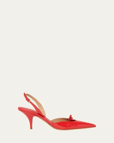 FERRAGAMO GYLLA PATENT BOW SLINGBACK PUMPS