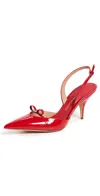 Ferragamo Mini Bow Red Patent Sling-back Pumps In Flame Red