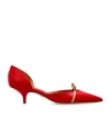 Ferragamo Pointed Toe Pumps With Bow Accent In Red