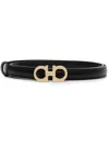 Ferragamo 2.5cm Gancini Reversible Leather Belt In Black