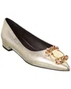 Ferragamo Hailey Leather Flat In White