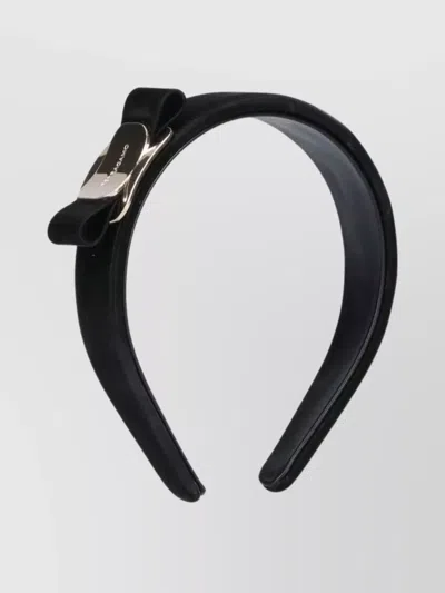 Ferragamo Hair Accessories With Bow And Metallic Detail In Black