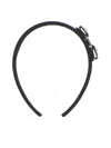 Ferragamo Vara Rhinestone Bow Grosgrain Headband In Nero+crystal/pld