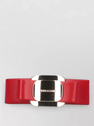 Ferragamo Hair Bow Accessory Metallic Accent Detail In Red