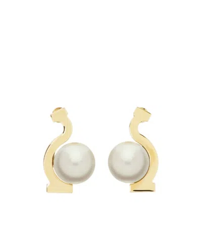 Ferragamo Half Gancini Earrings In Yellow