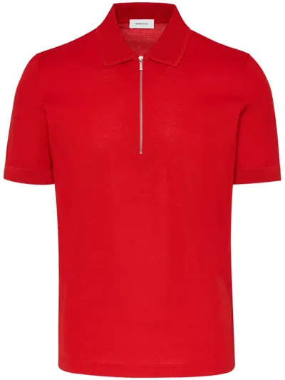 Ferragamo Short Sleeve Polo Shirt In Red