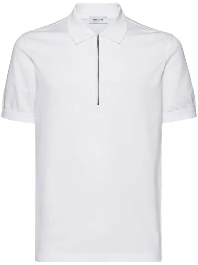 FERRAGAMO HALF-ZIP COTTON POLO SHIRT