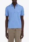 Ferragamo Logo Embroidered Polo T-shirt In Blue