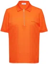 Ferragamo Half-zip Polo Top In Orange
