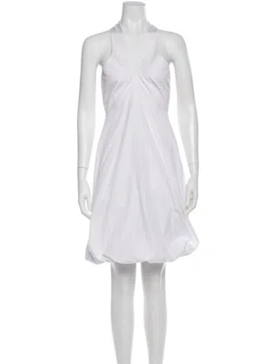 Pre-owned Ferragamo Halterneck Knee-length Dress In White
