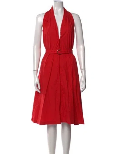 Pre-owned Ferragamo Halterneck Midi Length Dress In Red
