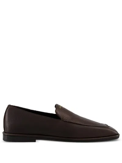 Ferragamo Hammered Calfskin Loafers In Brown