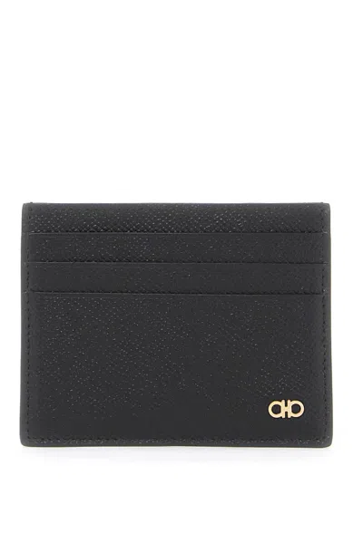 Ferragamo Hammered Leather Card Holder With Ganc In Multicolor