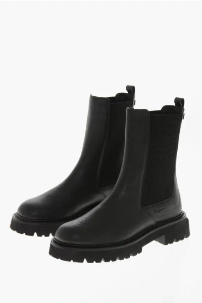 FERRAGAMO Hammered Leather Chelsea Ankle Boots ODERICO