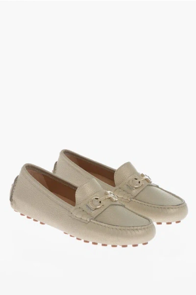 Ferragamo Hammered Leather Odilia Loafer With Clamp