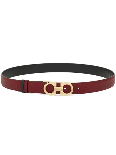 FERRAGAMO HAMMERED LEATHER REVERSIBLE GANCINI BELT