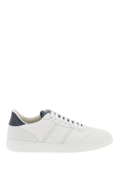 Ferragamo Hammered Leather Sneakers In White,blue,green