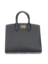 Ferragamo Studio Box Mini Leather Top-handle Bag In Black
