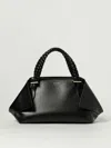 Ferragamo Structured Handbag With Braided Handle And Folded Accents In Black