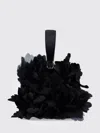 Ferragamo Mini Satin Clutch With Floral Embellishments In Black