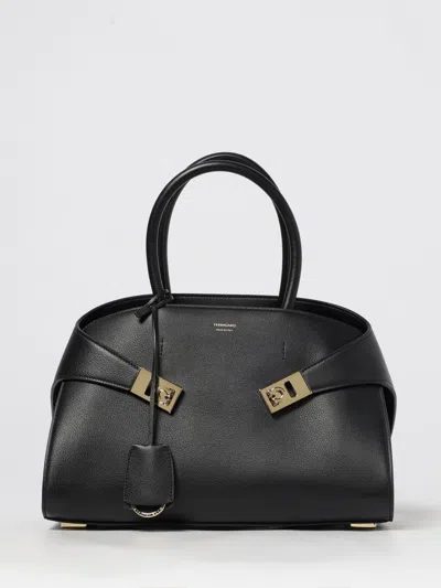 Ferragamo Salvatore  Hug Small Leahter Tote Bag In Black